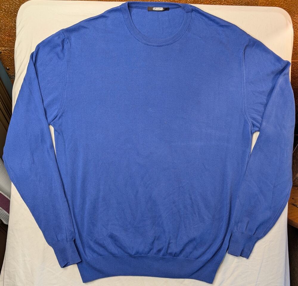 Camicissima Italy 100% Cotton Crewneck Pullover Sweater Sz XL Cobalt Blue Preppy